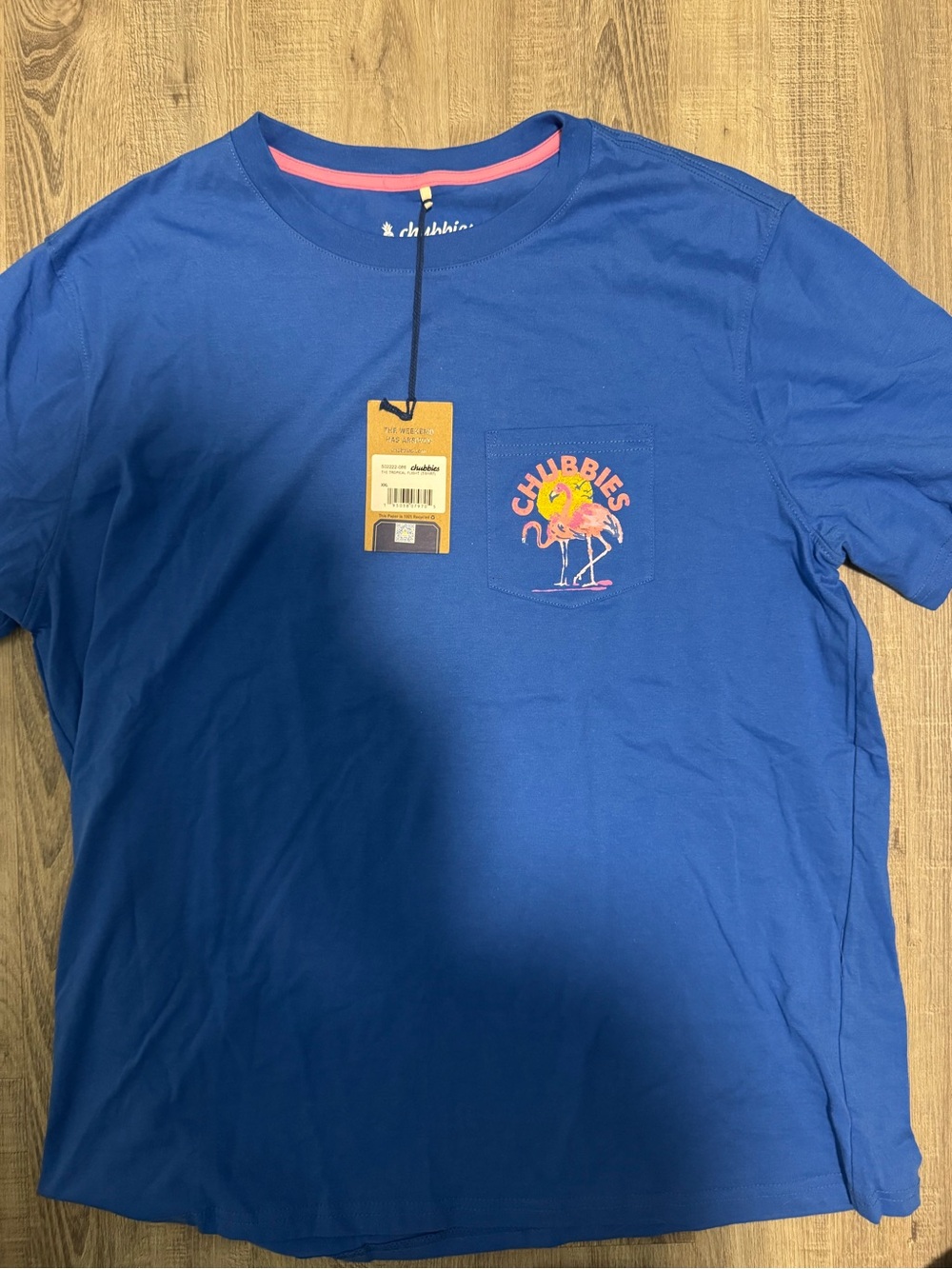 Chubbies Blue Tee with Orange Trim and Yellow Loop